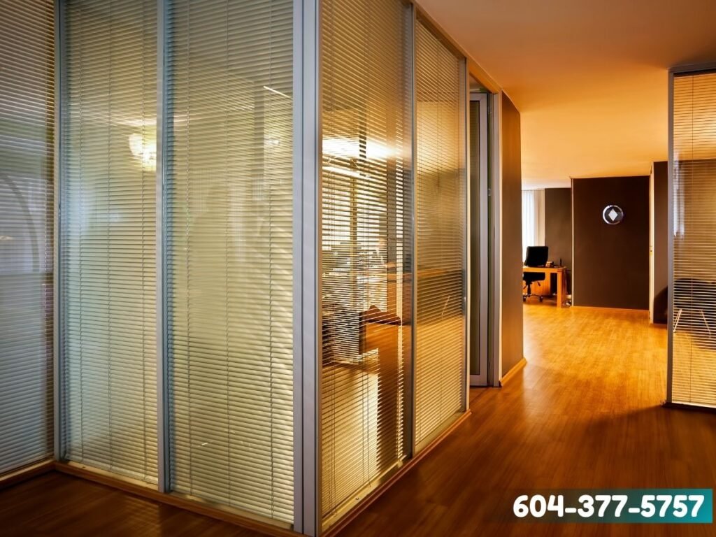 Modern office with glass partitions enhancing space