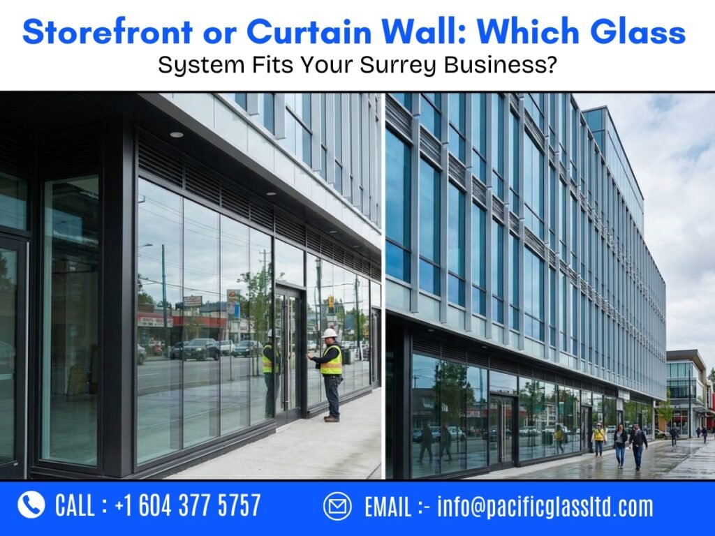 Comparison of storefront glass and curtain wall systems on commercial buildings in Surrey BC