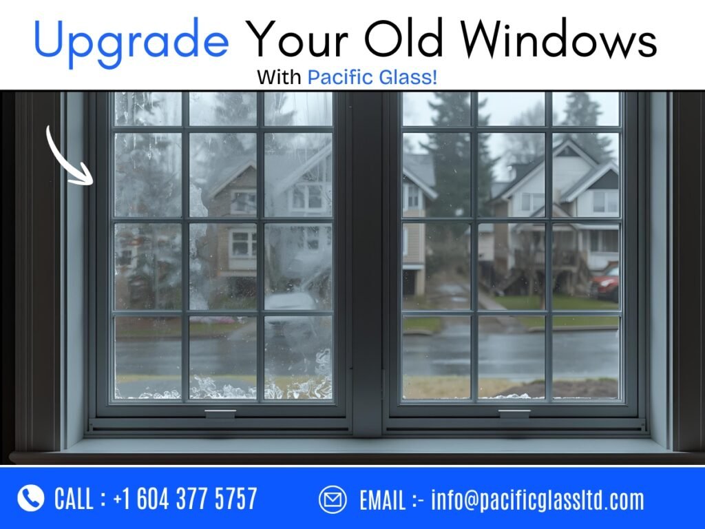 Window glass replacement in older Vancouver home before and after comparison
