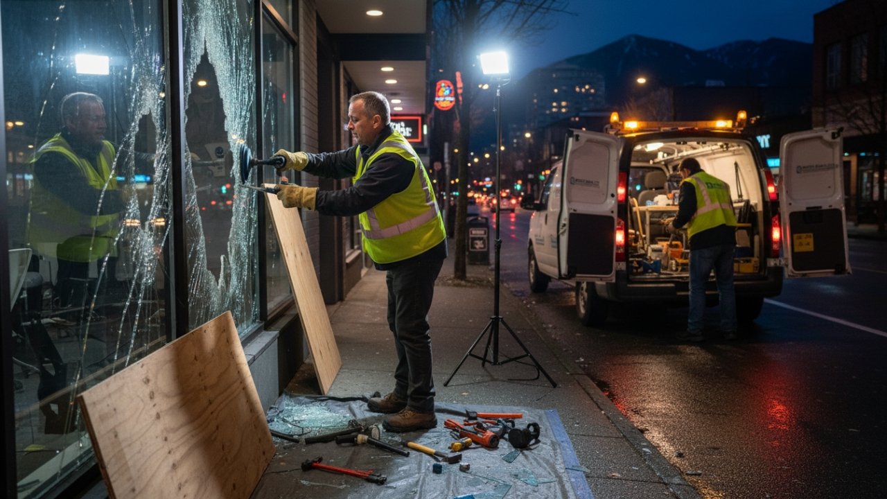 emergency commercial glass repair Vancouver