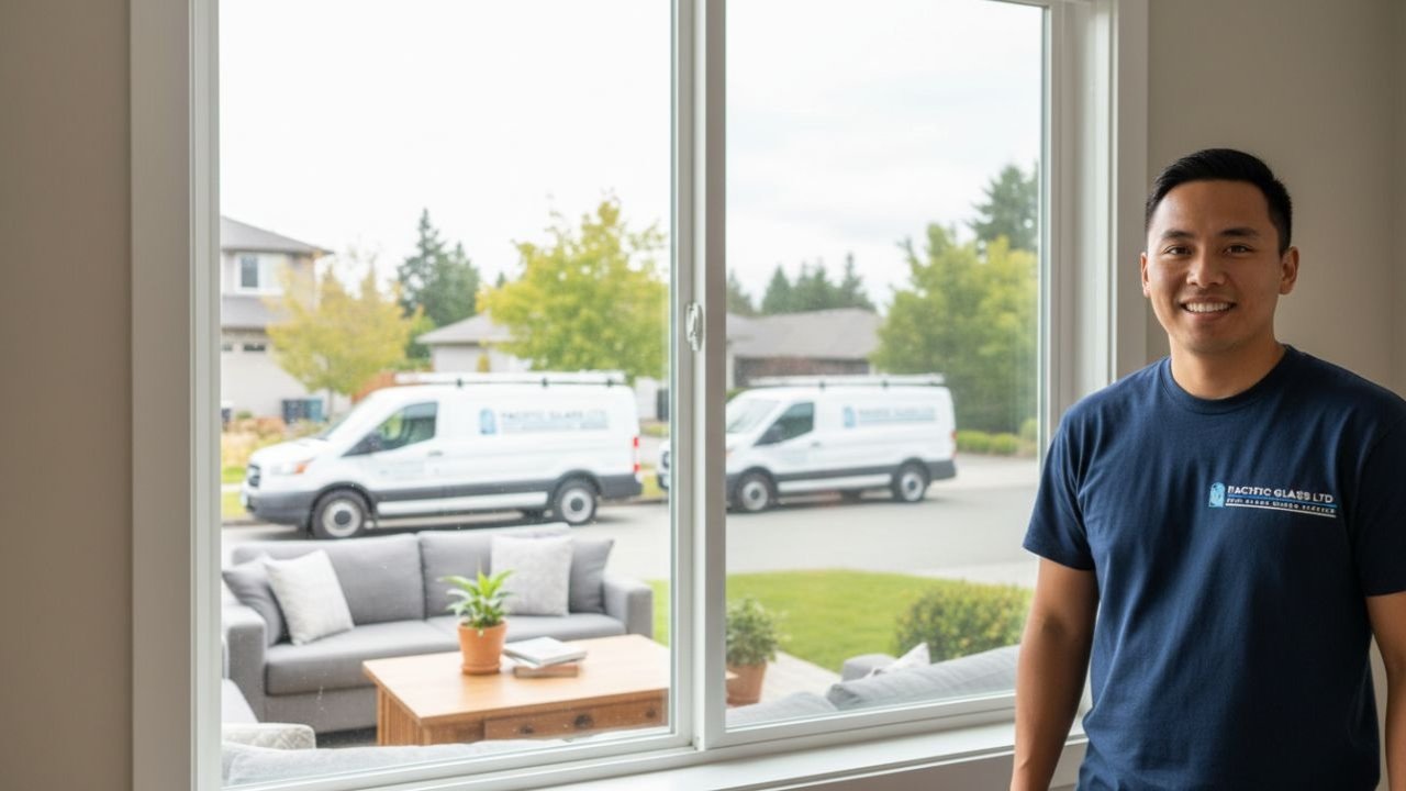 Clear glass after residential glass replacement Burnaby.