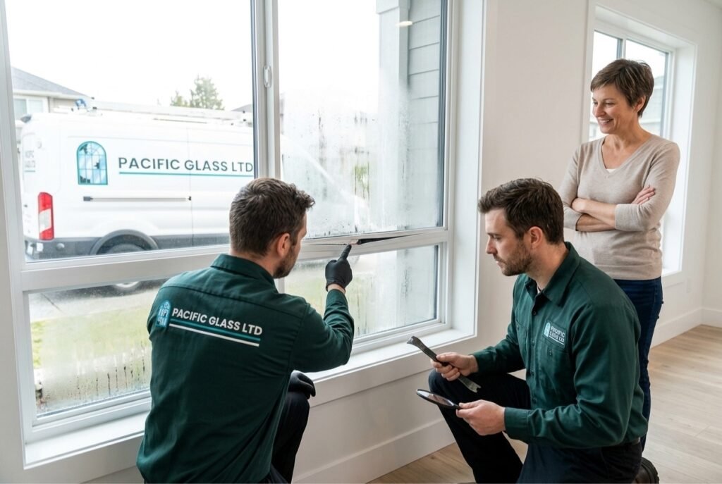 Foggy double pane window in Vancouver home interior