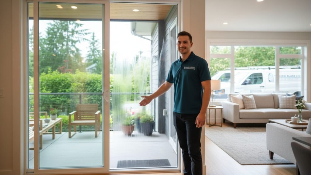 Noise‑free sliding glass door after cleaning and adjustment.